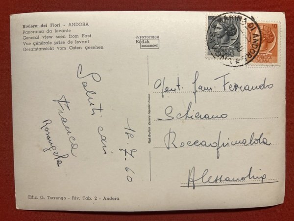 Cartolina - Riviera dei Fiori - Andora ( Savona ) …