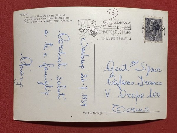 Cartolina - Savona - Visione pittoresca verso Albissola - 1959