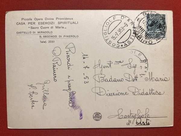 Cartolina - Castello di Miradolo - S. Secondo di Pinerolo …