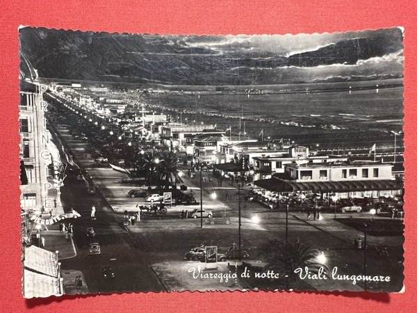 Cartolina - Viareggio di Notte - Viale Lungomare - 1958