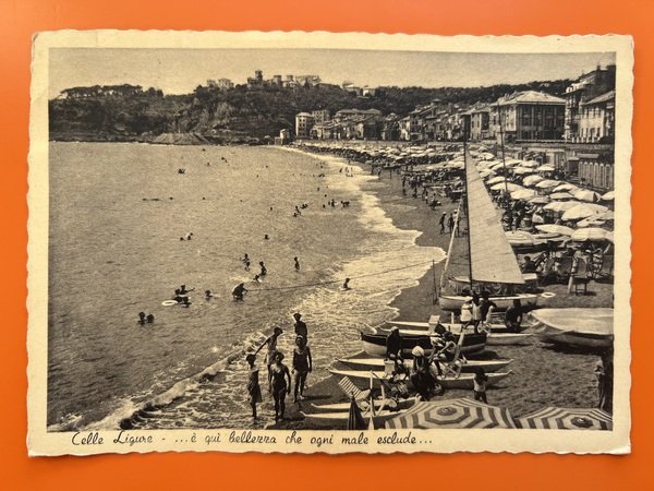 Cartolina - Celle Ligure ( Savona ) - Spiaggia - …