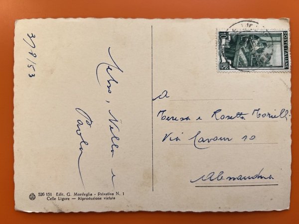 Cartolina - Celle Ligure ( Savona ) - Spiaggia - …