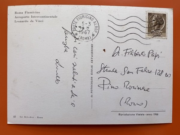 Cartolina - Roma Fiumicino - Aeroporto Intercontinentale Leonardo da Vinci …