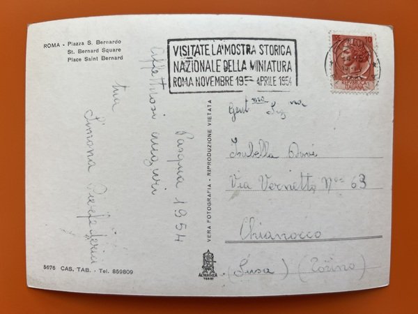 Cartolina - Roma - Piazza S. Bernardo - 1954