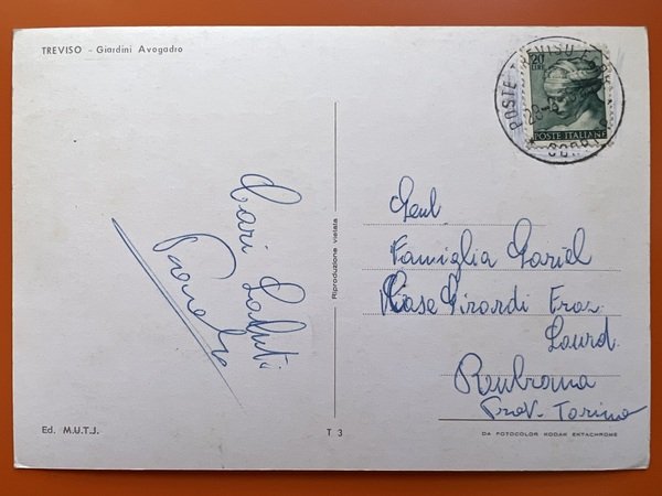 Cartolina - Treviso - Giardini Avogadro - 1969