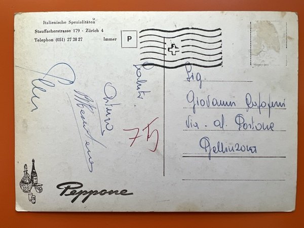 Cartolina - Svizzera - Zurigo - Ristorante Peppone - 1955 …