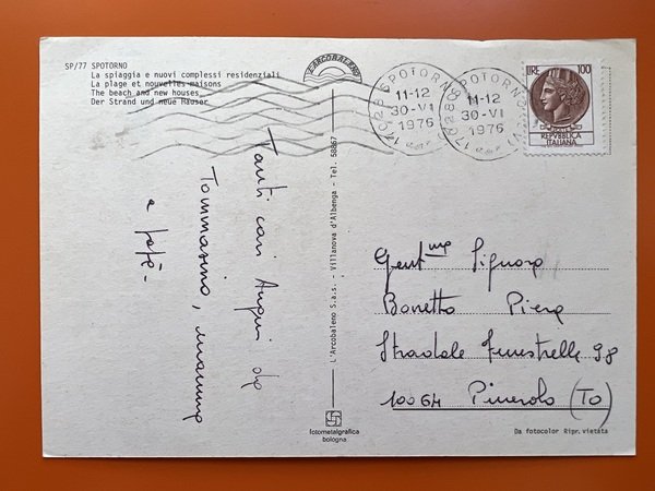 Cartolina - Spotorno ( Savona ) - La Spiaggia e …