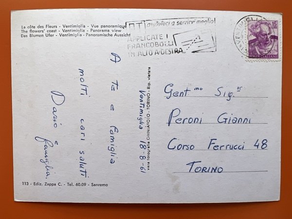 Cartolina - Riviera dei Fiori - Ventimiglia (Imperia) - Scorcio …