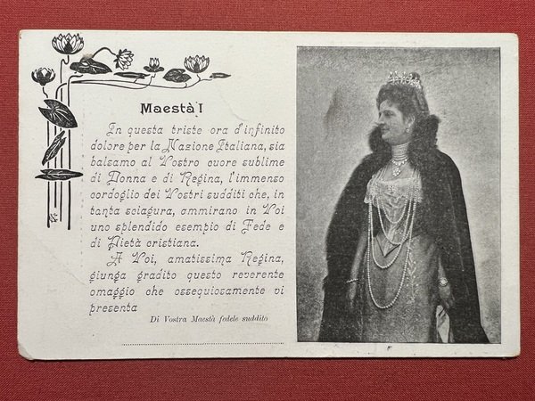 Cartolina di Condoglianza a Sua Maestà Margherita di Savoia - …