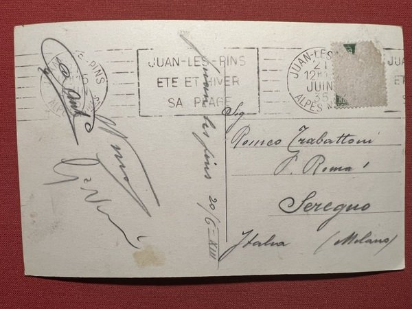 Cartolina - Juan-les-Pins - La Plage - 1935