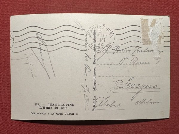 Cartolina - Juan-les-Pins - L'Heure du Bain - 1934