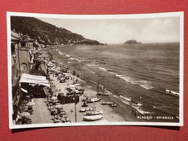 Cartolina - Alassio ( Savona ) - Spiaggia - 1933