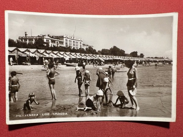 Cartolina - Venezia - Lido - Spiaggia - 1934