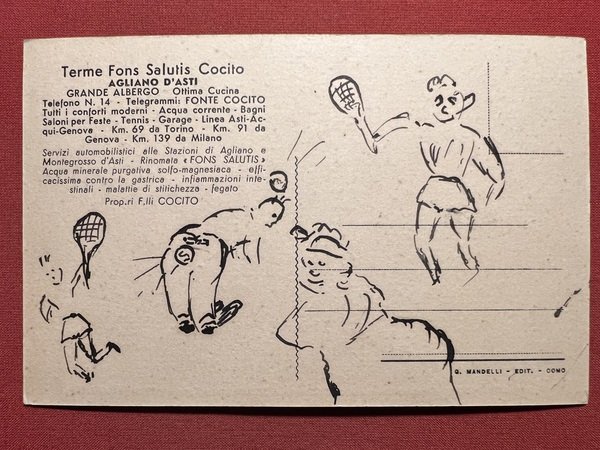 Cartolina - Agliano d'Asti - Veduta dell'Albergo e Stabilimento Termale …