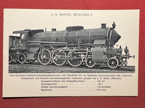 Cartolina - Vierzylinder Verbund Schnellzuglokomotive mit Überhitzer - 1910 ca.