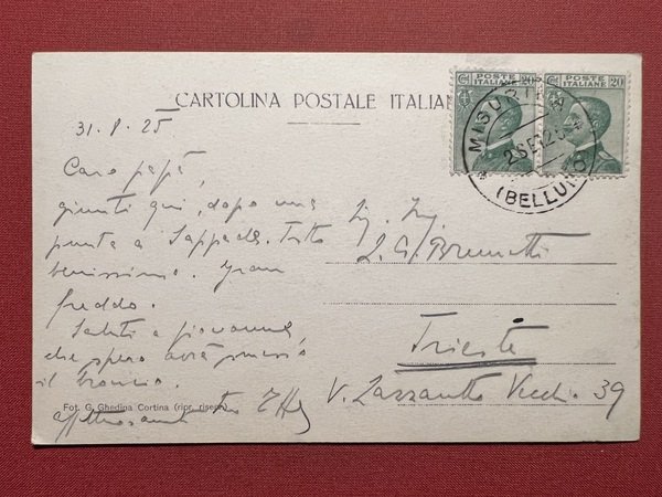 Cartolina - Misurina ( Belluno ) - Sorapis - 1925
