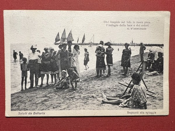 Cartolina - Saluti da Bellaria ( Rimini ) - Bagnanti …