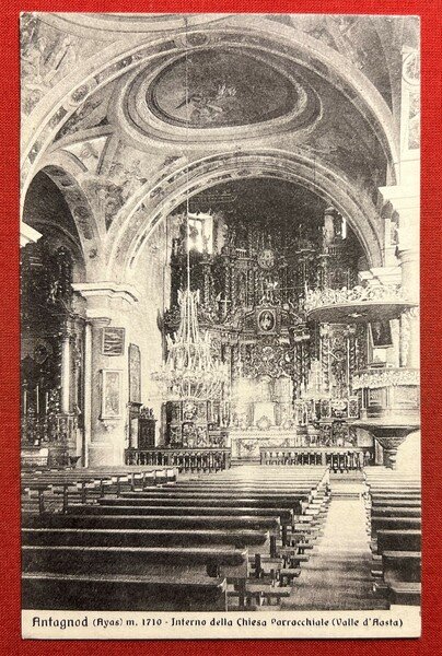 Cartolina - Antagnod ( Ayas ) - Interno della Chiesa …