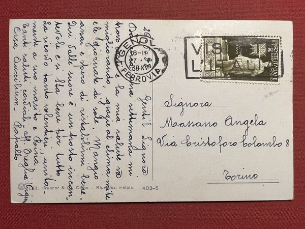 Cartolina - Rapallo ( Genova ) - Panorama - 1938