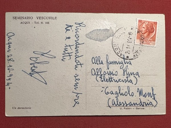 Cartolina - Seminario Vescovile - Acqui - 1954