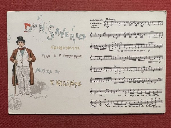 Cartolina Musicale - Don Saverio - Canzonetta di V. Valente …