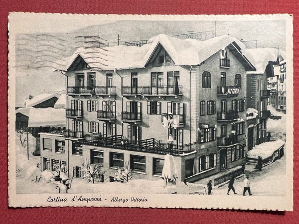 Cartolina - Cortina d'Ampezzo ( Belluno ) - Albergo Vittoria …