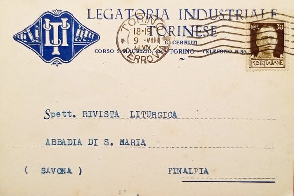 Cartolina Pubblicità - Legatoria Industriale Torinese - 1941