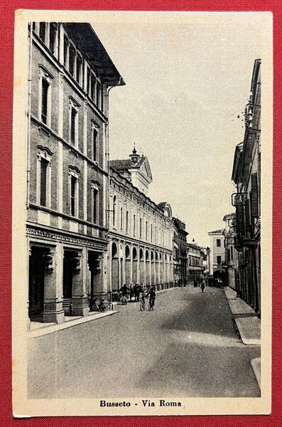 Cartolina - Busseto (Parma) - Via Roma - 1920 ca.