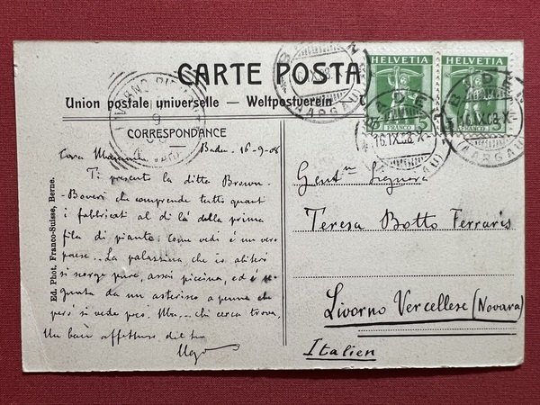 Cartolina - Svizzera - Baden - Industrie Viertel - 1908 | Immagine principale