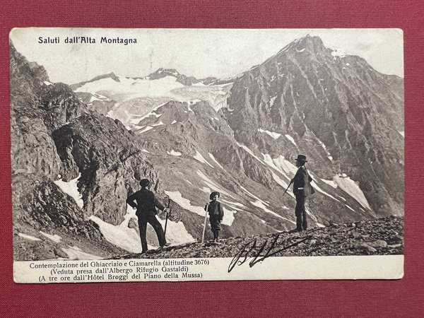 Cartolina - Alta Montagna - Contemplazione del Ghiacciaio e Ciamarella … | Immagine Gallery 2