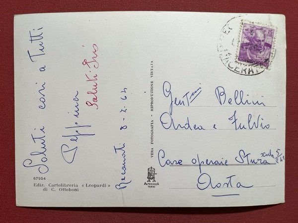 Cartolina - Recanati (Macerata) Portici Palazzo Comunale e Torre del …