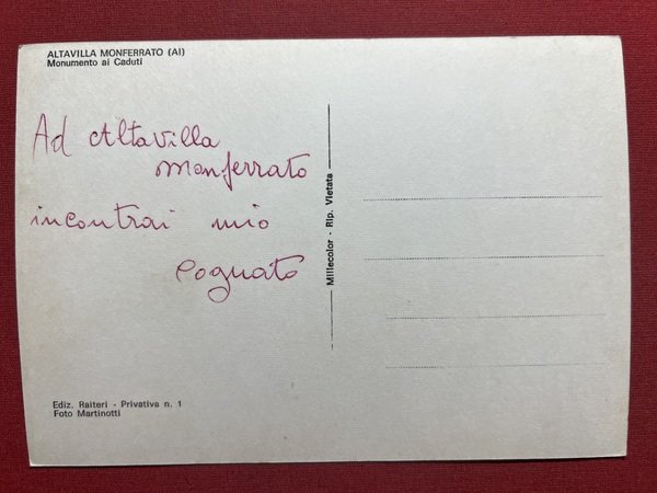 Cartolina - Altavilla Monferrato ( Alessandria ) - Monumento ai …