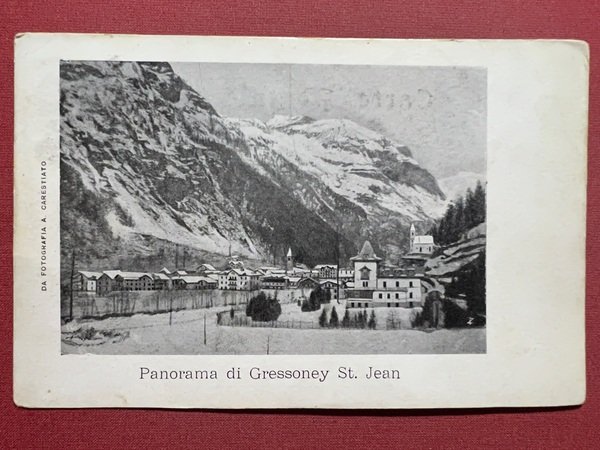 Cartolina - Panorama di Gressoney St. Jean - 1902