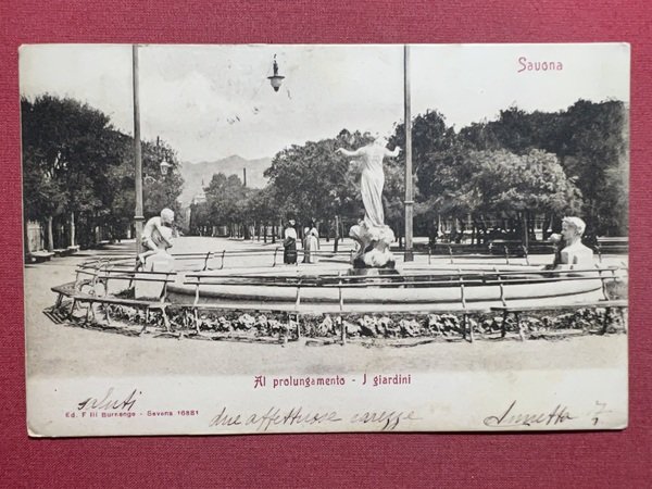 Cartolina - Savona - Al Prolungamento - I Giardini - …