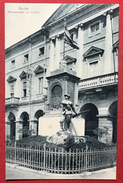 Cartolina - Aosta - Monumento ai Caduti - 1918 ca.