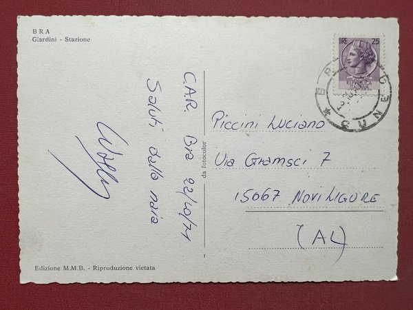 Cartolina - Bra ( Cuneo ) - Giardini - Stazione …