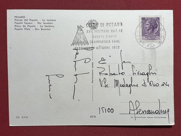 Cartolina - Pesaro - Piazza del Popolo - La Fontana …