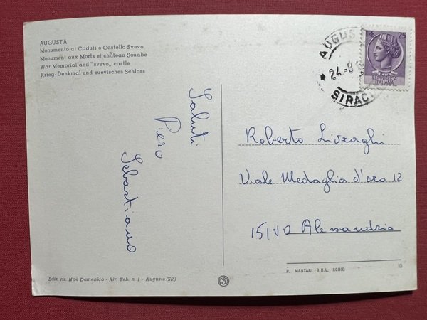 Cartolina - Augusta ( Siracusa ) - Monumento ai Caduti …