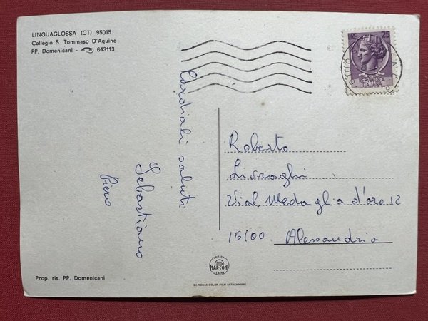 Cartolina - Linguaglossa ( Catania ) - Collegio S. Tommaso …