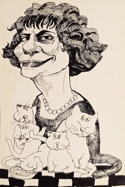 Cartolina Arte - Elsa Morante - Caricatura di Carlo Cagni …