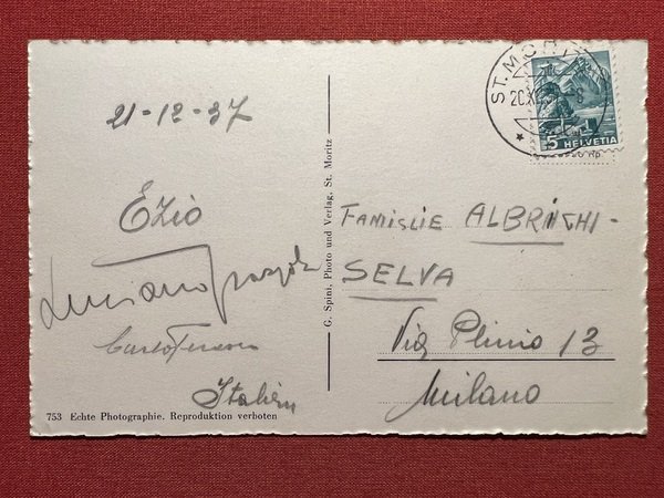 Cartolina - Svizzera - St. Moritz - 1937