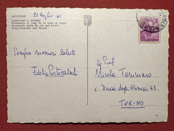 Cartolina - Riccione ( Rimini ) - Lungomare e Spiaggia …