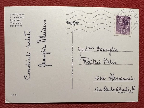 Cartolina - Spotorno ( Savona ) - La Spiaggia - …