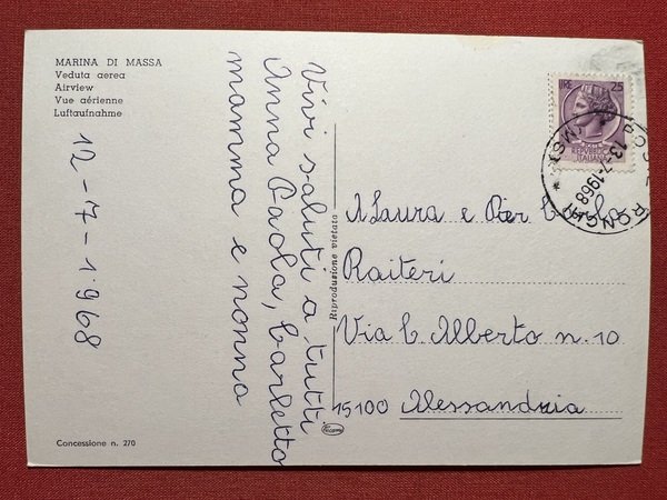 Cartolina - Marina di Massa - Veduta Aerea - 1968