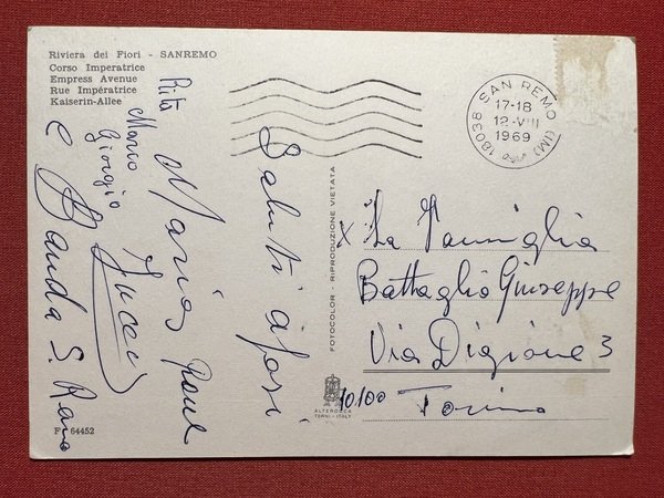 Cartolina - Riviera dei Fiori - Sanremo - Corso Imperatrice …