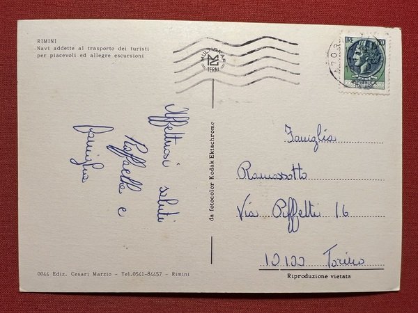 Cartolina - Rimini - Nave addette al Trasporto dei Turisti …