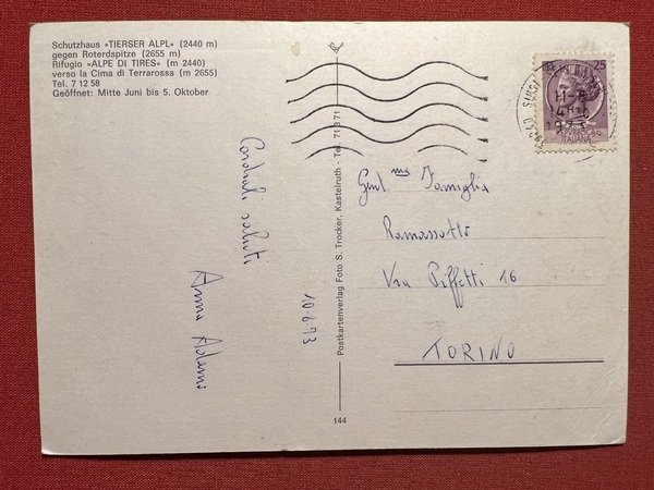 Cartolina - Rifugio Alpe di Tires verso la Cima di …