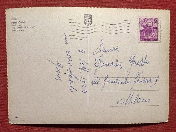 Cartolina - Rimini - Porto Canale 1963