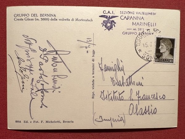 Cartolina - Gruppo del Bernina ( Sondrio ) - Cresta …