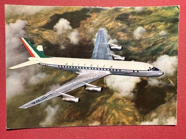 Cartolina - Alitalia Airlines - Douglas Super DC 8 Jet …